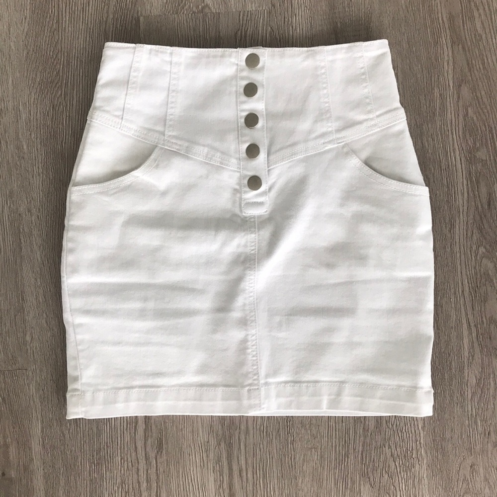 White Jean High waisted Skirt